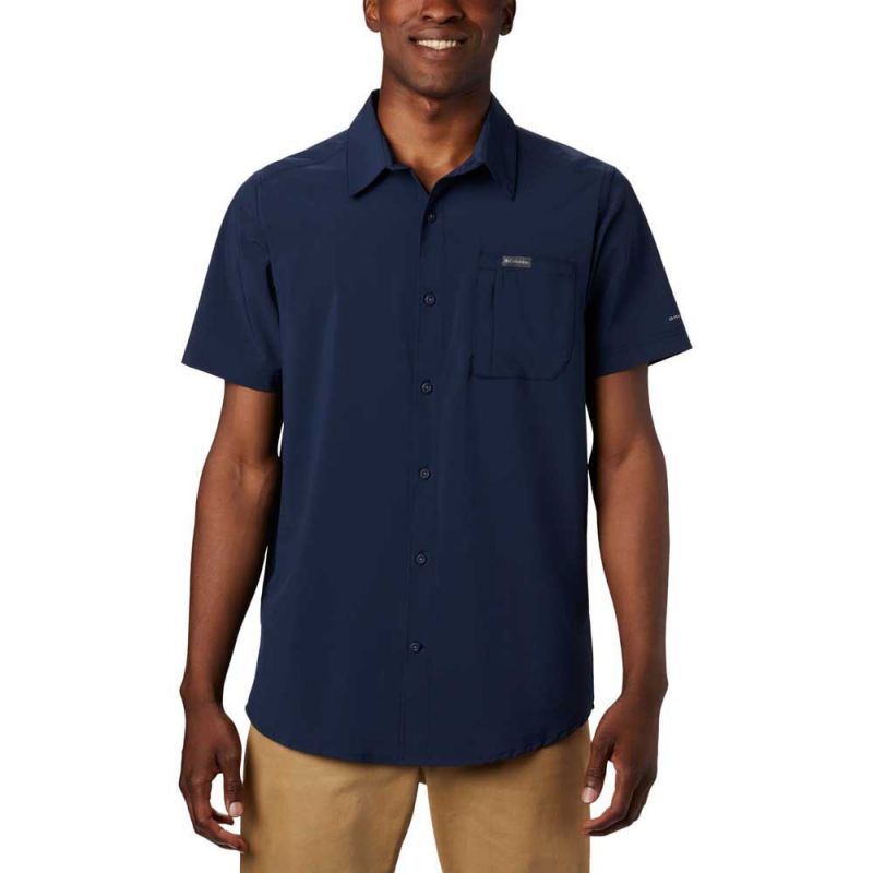 Columbia Triple Canyon Solid S/S Shirt Herren Wanderhemd Herren blau Outdoor 