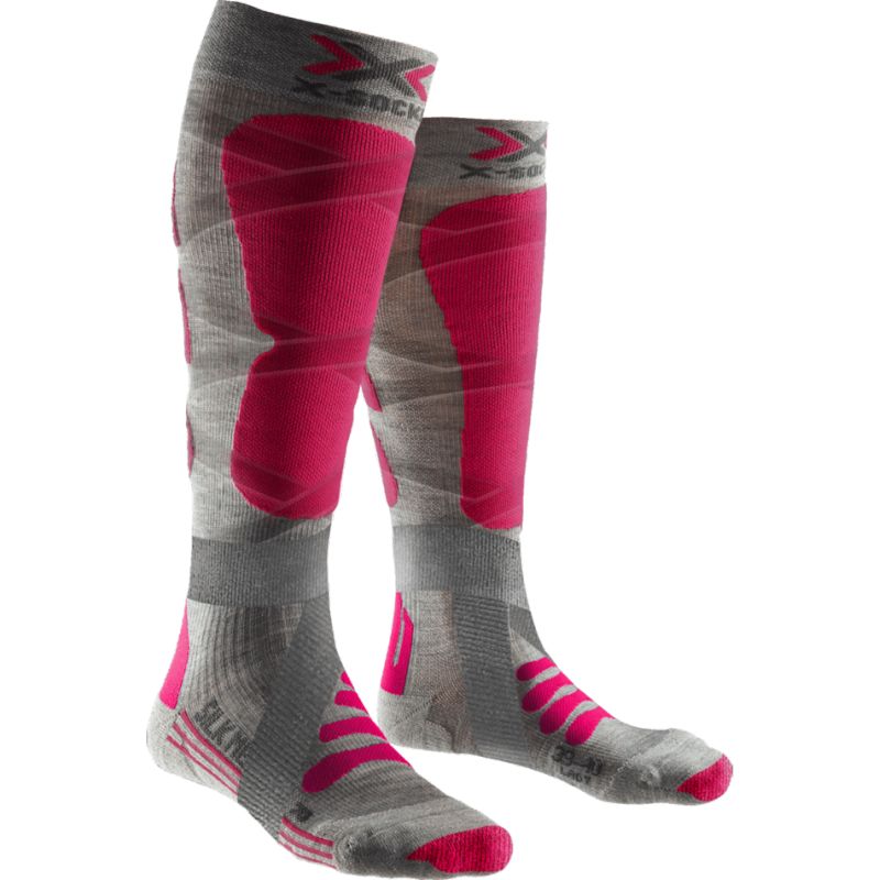 Grey Melange/Pink L X-Socks Silk Merino 4.0 Calze Invernali da Sci Donna 