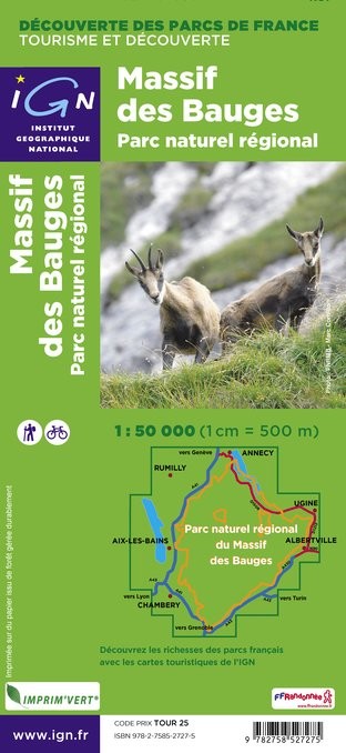 IGN Pnr Massif Des Bauges - Carte topographique