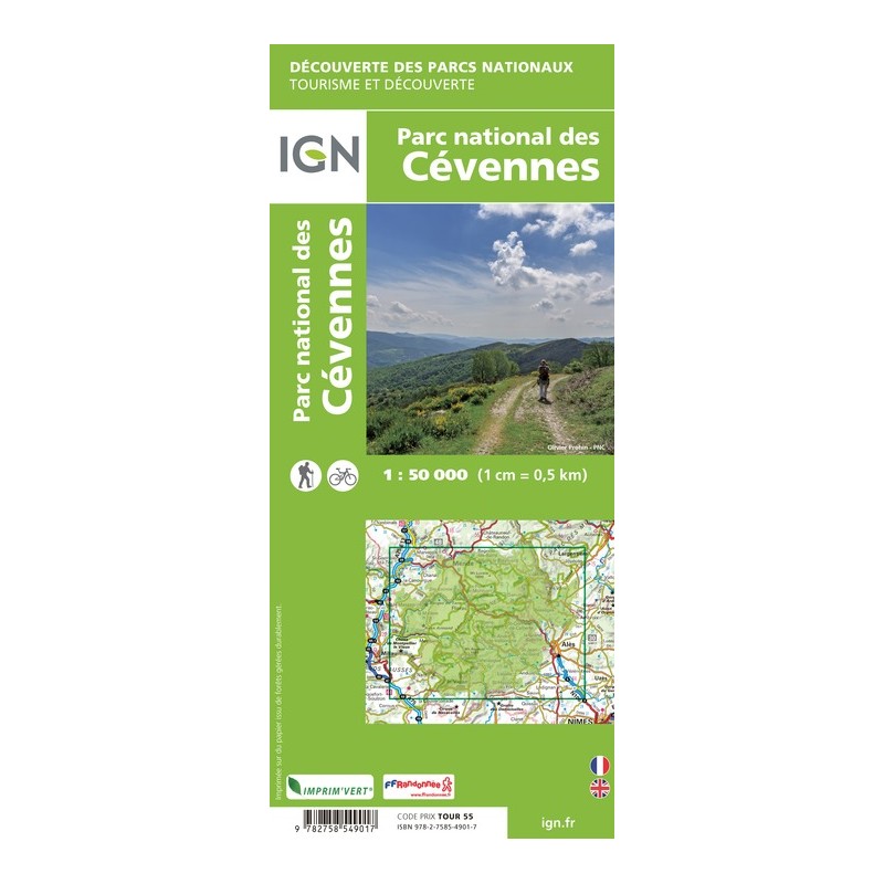 IGN Le Parc National Des Cvennes - Carte topographique Taille unique