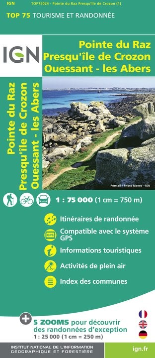 IGN Ouessant / Les Abers / Crozon / Pointe Du Raz - Carte topographique