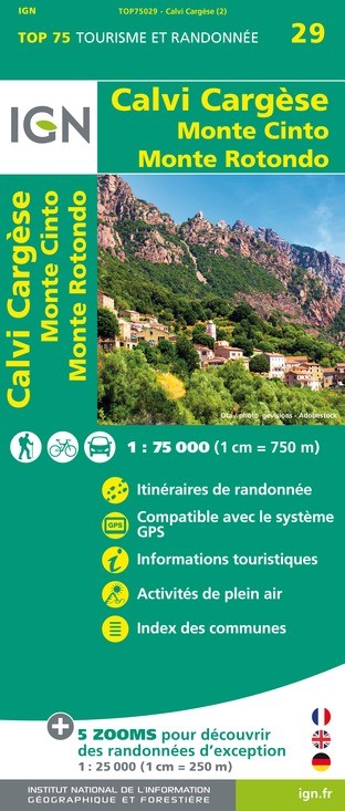 IGN Calvi / Cargesse / Monte Conto / Monte Rotondo - Carte topographique