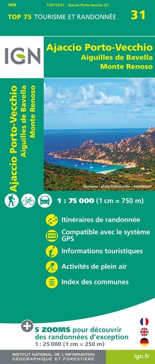 IGN Ajaccio / Porto Vecchio / Aiguilles De Bavella / Monte Renoso - Carte topographique