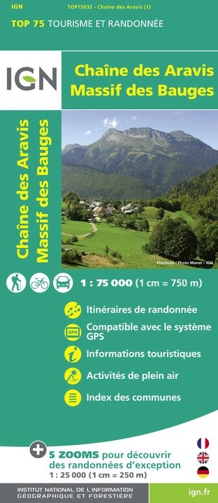 IGN Chaine Des Aravis / Massif Des Bauges - Carte topographique