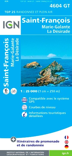 IGN St François - Grande Terre - Marie-Galante - La Désirade - Carte topographique