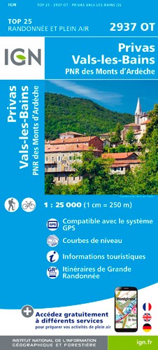 IGN Privas. Vals Les Bains - Carte topographique