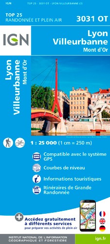 IGN Lyon / Villeubanne / Mont D'Or - Carte topographique