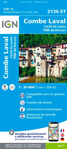 IGN Combe Laval - Forêt De Lente / Pnr Du Vercors - Carte topographique