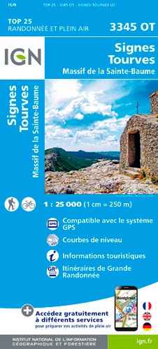IGN Signes - Tourves - Massif De La Ste-Baume - Carte topographique