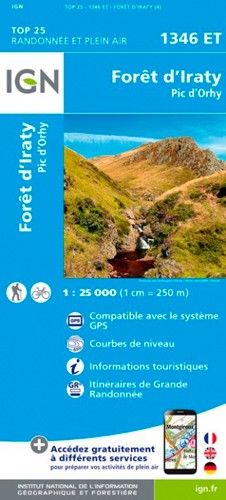 IGN Forêt D'Iraty - Pic D'Orhy - Carte topographique
