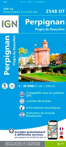 IGN Perpignan.Plages Du Roussillon - Carte topographique