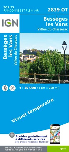 IGN Bessèges Les Vans.Vallée Du Chassezac - Carte topographique