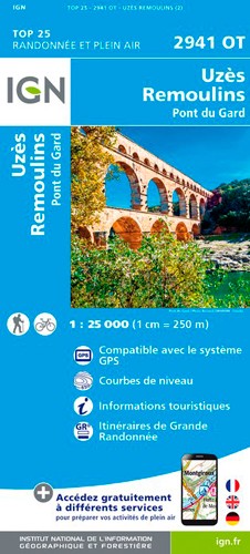 IGN Uzès / Remoulins / Pont Du Gard - Carte topographique