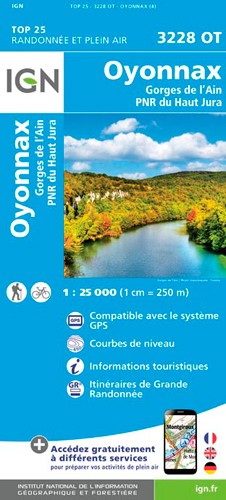 IGN Oyonnax.Gorges De L'Ain.Pnr Du Haut Jura - Carte topographique