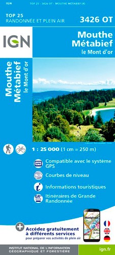 IGN Mouthe / Matabief / Le Mont D'Or - Carte topographique