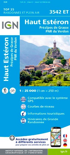 IGN Haut Estéron / Préalpes De Grasse / Pnr Du Verdon - Carte topographique