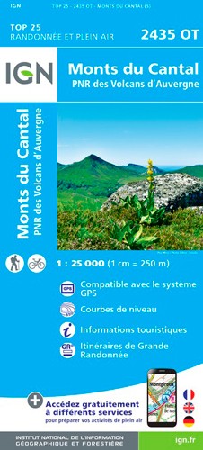 IGN Monts Du Cantal / Pnr Des Volcans D'Auvergne - Carte topographique
