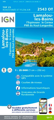 IGN Lamalou-Les-Bains.L'Espinouse.Le Caroux.Pnr Du Haut-Languedoc - Carte topographique