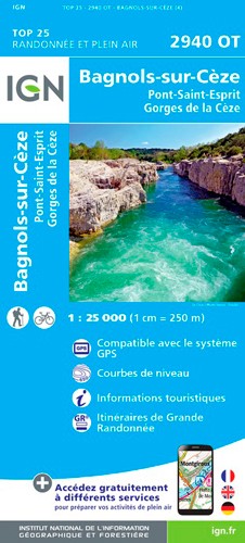 IGN Bagnols-Sur-Cèze / Pont-St-Esprit / Forêts De Valbonne Et De Méjannes - Carte topographique