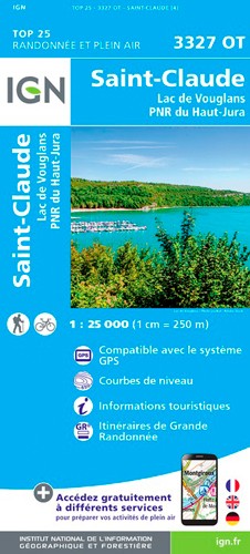IGN St-Claude.Lac De Vouglans.Pnr Du Haut Jura - Carte topographique