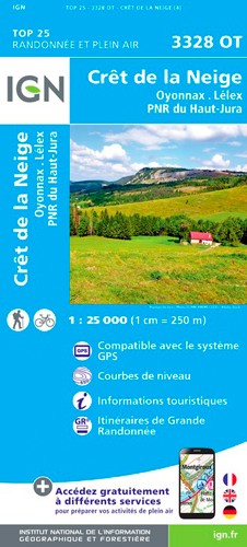 IGN Crêt De La Neige.Oyonnax.Lélex.Pnr Du Haut Jura - Carte topographique