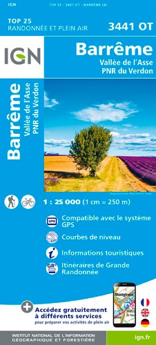 IGN Barrême.Vallée De L'Asse.Pnr Du Verdon - Carte topographique