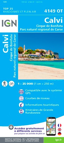 IGN Calvi.Cirque De Bonifatu.Pnr De Corse - Carte topographique