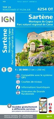 IGN Sartène.Montagne De Cagna.Pnr De Corse - Carte topographique