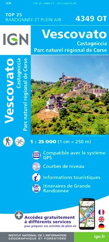 IGN Vescovato.Castagniccia.Pnr De Corse - Carte topographique