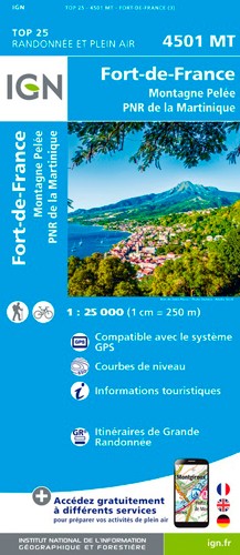 IGN Fort-De-Fance.Montagne Pelee.Pnr De Martinique - Carte topographique