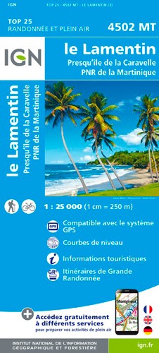 IGN Le Lamentin.Presqu'Île De La Caravelle.Pnr De Martinique - Carte topographique