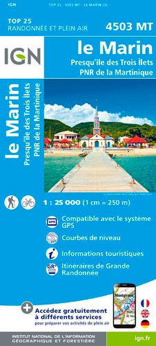 IGN Le Marin.Presqu'Île Des Trois Îlets.Pnr De Martinique - Carte topographique