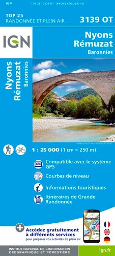 IGN Nyons / Remuzat / Baronnies - Carte topographique