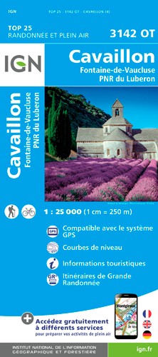 IGN Cavaillon / Fontaine De Vaucluse / Pnr Du Luberon - Carte topographique