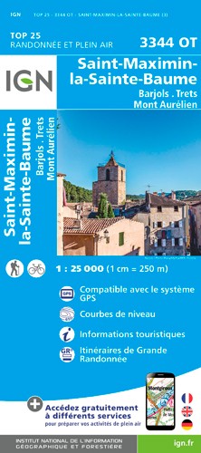IGN Saint-Maximin-La-Sainte-Baume / Barjols / Trets / Mont Aurelien - Carte topographique