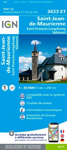 IGN St-Jean-De-Maurienne / St-François-Longchamp / Valmorel - Carte topographique