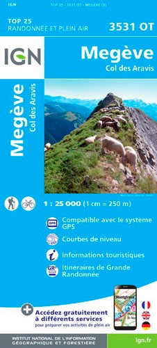 IGN Mégève - Col Des Aravis - Carte topographique | Hardloop