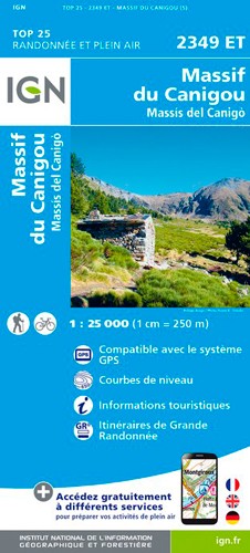 IGN Massif Du Canigou - Carte topographique