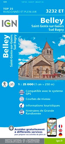 IGN Belley.Saint--Genix-Sur-Guiers.Sud Bugey - Carte topographique