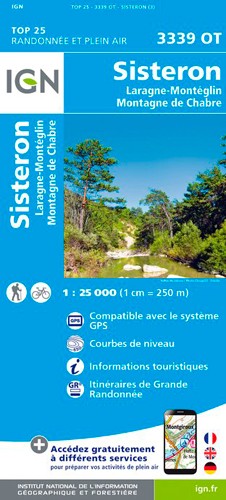 IGN Sisteron / Laragne-Montéglin / Montagne De Chabre - Carte topographique