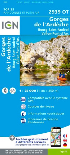 IGN Gorges De L'Ardêche.Bourg-Saint-Andéol.Vallon-Pont-D'Arc - Carte topographique