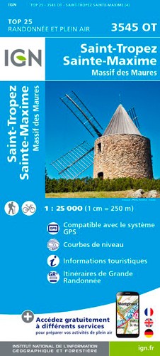 IGN Saint-Tropez.Sainte-Maxime.Massif Des Maures - Carte topographique