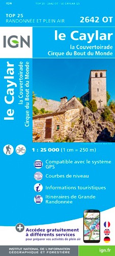 IGN Le Caylar La Couvertoirade.Cirque Du Bout Du Monde - Carte topographique
