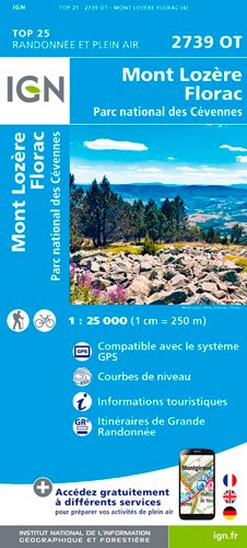 IGN Mont Lozère.Florac.Pn Des Cévennes - Carte topographique