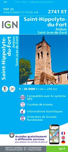 IGN Saint-Hippolyte-Du-Fort.Anduze Saint-Jean-Du-Gard - Carte topographique