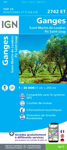 IGN Ganges.Saint-Martin-De-Londres Pic Saint-Loup - Carte topographique