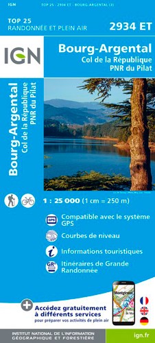 IGN Bourg-Argental.Col De La République.Pnr Du Pilat - Carte topographique