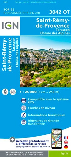 IGN Tarascon. St-Rémy-De-Provence. Chaîne Des Alpilles - Carte topographique