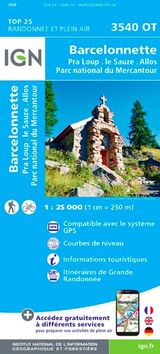 IGN Barcelonnette.Pra-Loup.Le Sauze.Allos.Pn Du Mercantour - Carte topographique