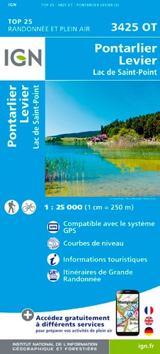 IGN Pontarlier.Levier-Lac De St-Point - Carte topographique